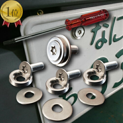 ネジ+ワッシャー4セットレンチ付きナンバープレートキズ防止ワッシャー付き盗難いたずら防止ネジM6times;20ステンレス