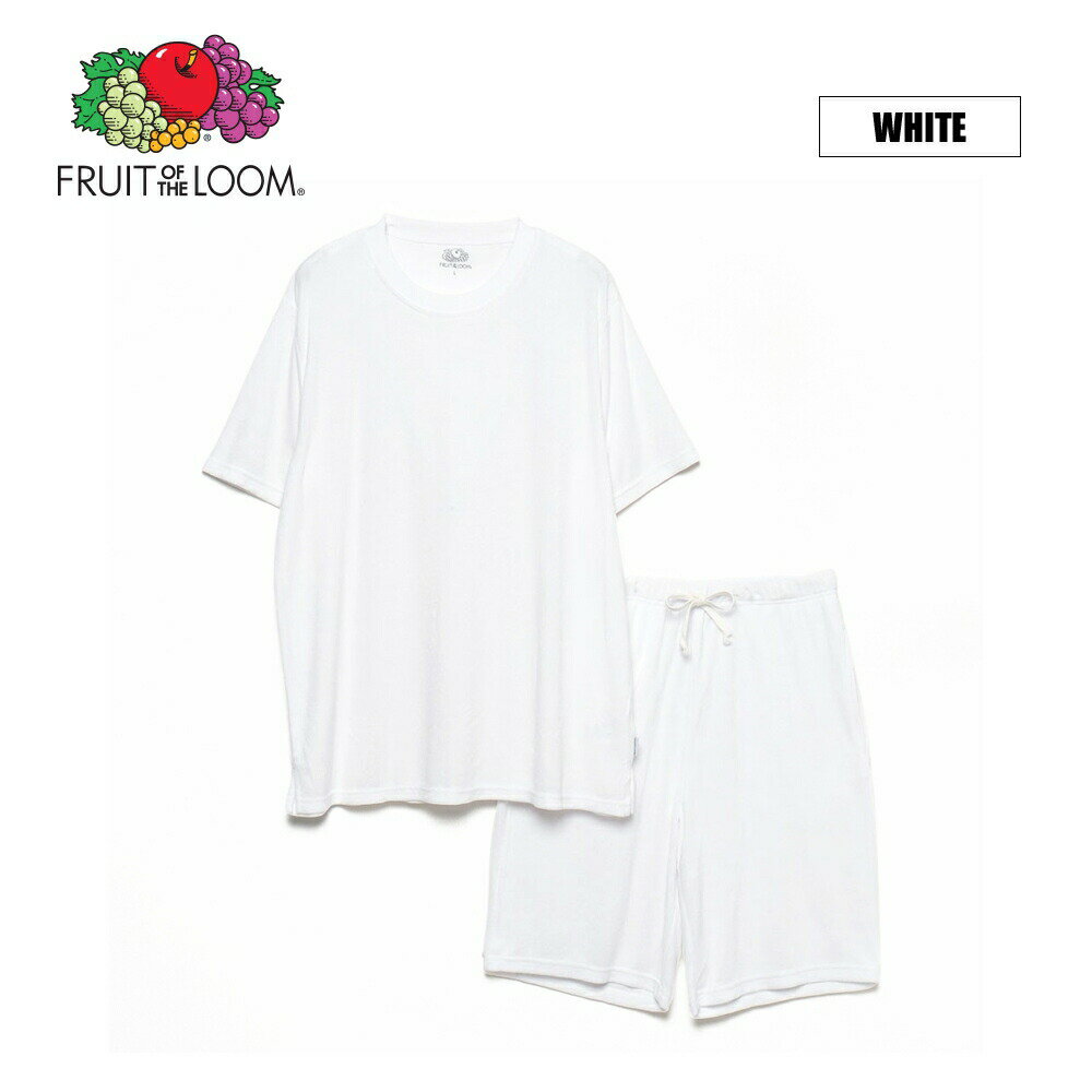 【FRUITOFTHELOOM】クルーネックパイルルームウエアセットアップ/全4色メンズルームウエアパジャマ部屋着ワンマイルウエアホワイトブラックグレーネイビーカジュアル旅行ギフトプレゼント