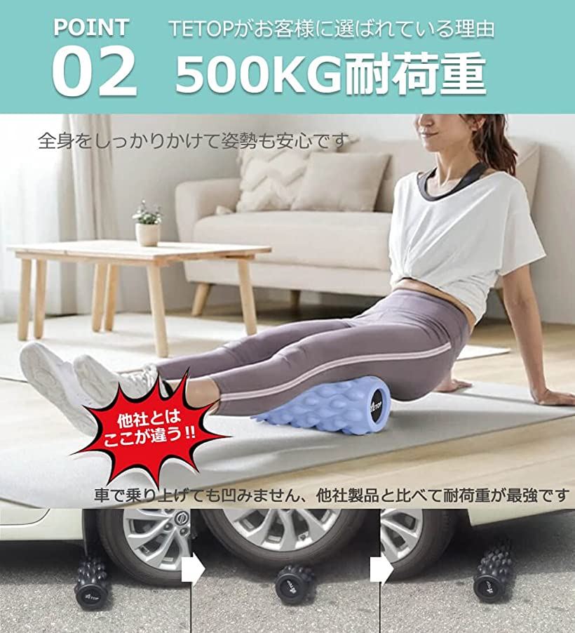 筋膜リリース実力派.割れないフォームローラー500KG耐荷重ストレッチローラーマッサージヨガポールエクササイズトレーニング軽い32x12.5x12.5CM500g日本語説明書付きライトブルー_2