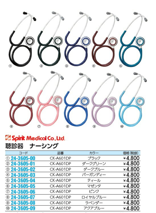 【SpiritMedical】聴診器ナーシングCK-A601DP(ダークグリーン)
