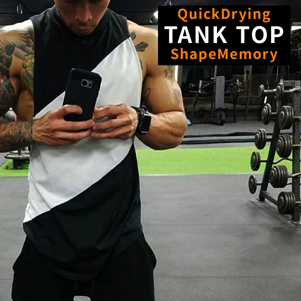 タンクトップメンズ筋トレおしゃれトレーニングスポーツウェアフィットネスヨガランニングジムウェアノースリーブボディービルエアロビクスエクササイズ運動サーファーストリートスケーターダンス夏伸縮速乾吸収送料無料即納