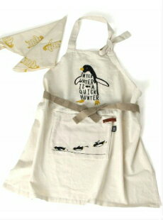 【メール便送料無料!】キッズエプロン&バンダナ三角巾セットアンドパッカブルANDPACKABLE男の子女の子子供おしゃれかわいいシンプル100110120130140150160親子お揃い♪