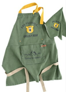 【メール便送料無料!】キッズエプロン&バンダナ三角巾セットアンドパッカブルANDPACKABLE男の子女の子子供おしゃれかわいいシンプル100110120130140150160親子お揃い♪