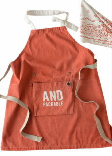 【メール便送料無料!】キッズエプロン&バンダナ三角巾セットアンドパッカブルANDPACKABLE男の子女の子子供おしゃれかわいいシンプル100110120130140150160親子お揃い♪