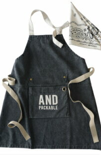 【メール便送料無料!】キッズエプロン&バンダナ三角巾セットアンドパッカブルANDPACKABLE男の子女の子子供おしゃれかわいいシンプル100110120130140150160親子お揃い♪