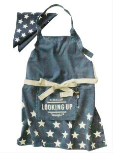 【メール便送料無料!】キッズエプロン&バンダナ三角巾セットアンドパッカブルANDPACKABLE男の子女の子子供おしゃれかわいいシンプル100110120130140150160親子お揃い♪