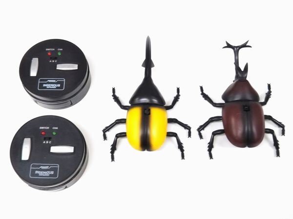 送料無料(通常地域)!BFTOYS◇IrDA生き物(昆虫/ムシ)ラジコン!赤外線RCカブトムシ&ヘラクレスオオカブト黄色2個セット