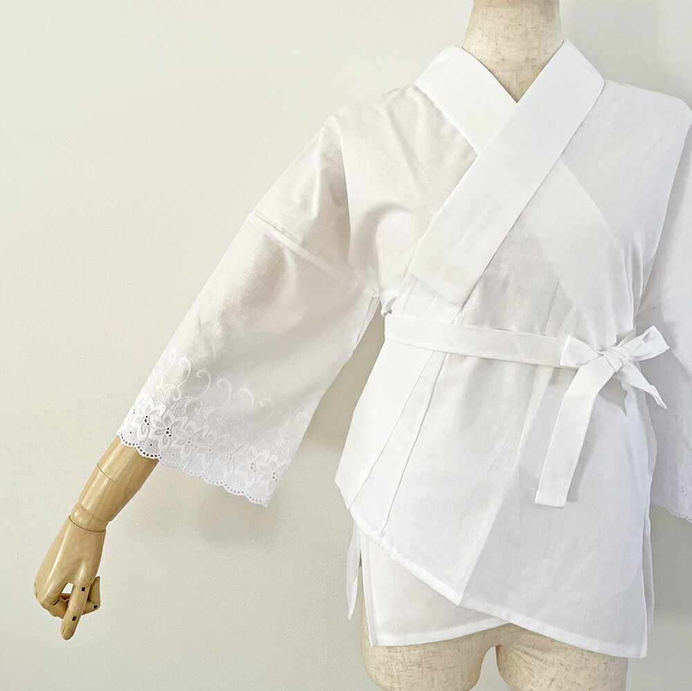 レース筒袖半襦袢【半衿紐衣紋抜き付き】メール便送料無料二部式襦袢塩瀬襟丸洗い洗濯機自宅洗える半襟付半衿付女性日本製うそつきうそつき襦袢嘘つきしっかり和装着物レディース長襦袢肌着袷春秋冬業務用リサイクル着物お正月