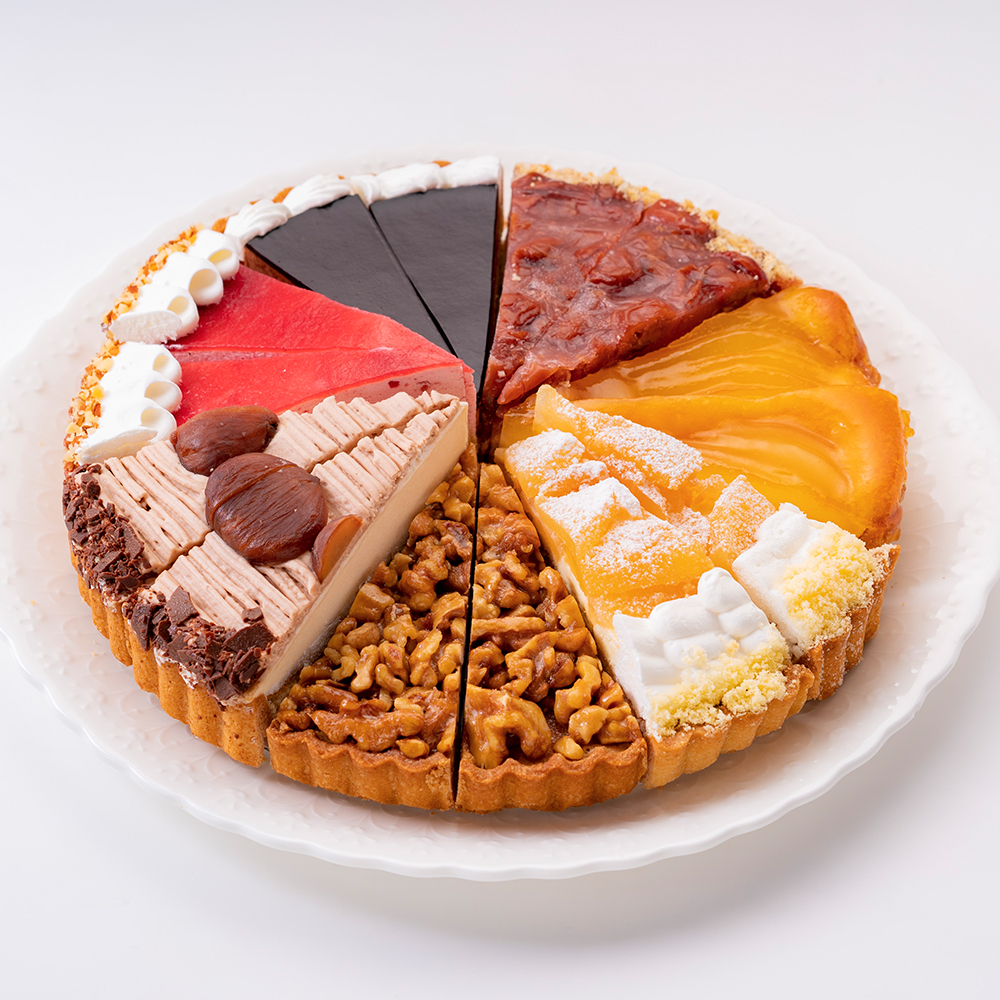 あれもこれも楽しめる!7種タルトバラエティケーキセット7号21.0cmカット済み(7-14名)誕生日ケーキバースデーケーキ【ZK】