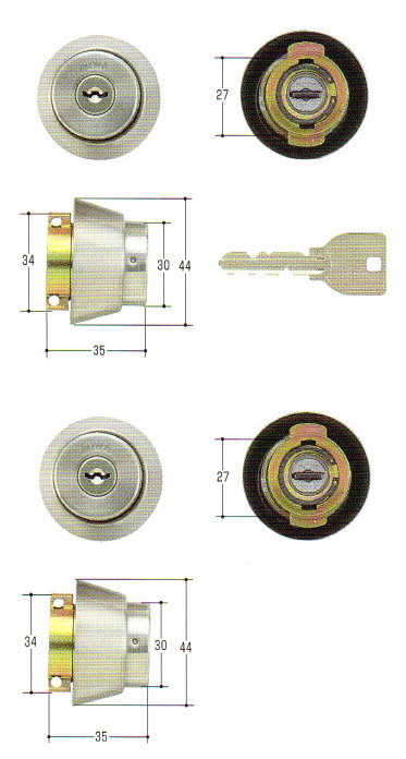 U9LA,DA取替用両面シリンダーシルバー色(MCY-144MCY144)