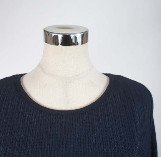 大人可愛い袖リボンデザインVネックストライプ柄ブラウス(M~5L)ネイビー系・ブルー系2色【RCP】