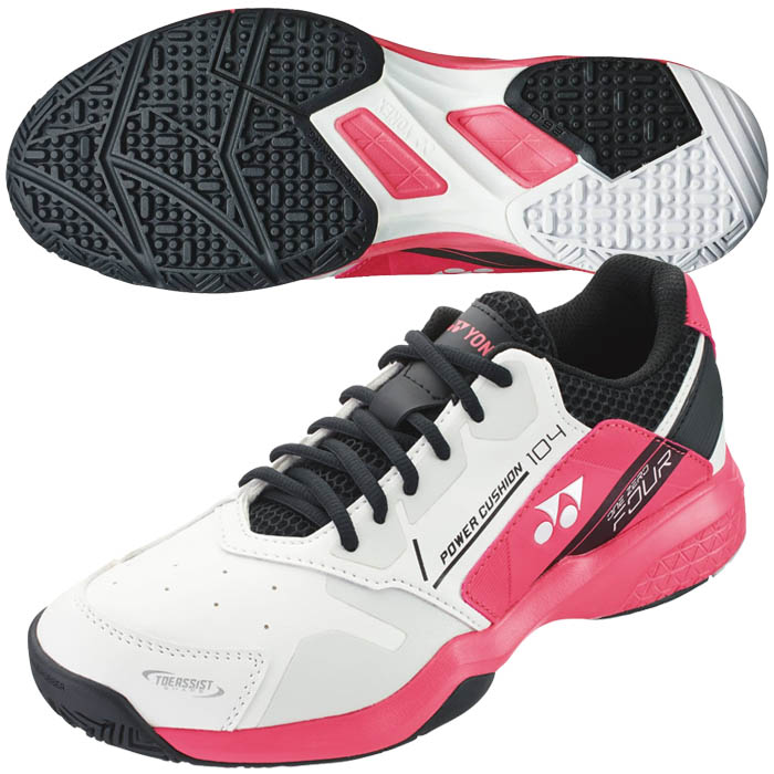 YONEX ヨネックス パワークッション 104 テニスシューズ 2020年春夏 クレー 砂入り人工芝コート用 ホワイト ピンク SHT104-062 YONEX ヨネックス パワークッション 104 テニスシューズ 2020年春夏 クレー 砂入り人工芝コート用 ホワイト ピンク SHT104-062