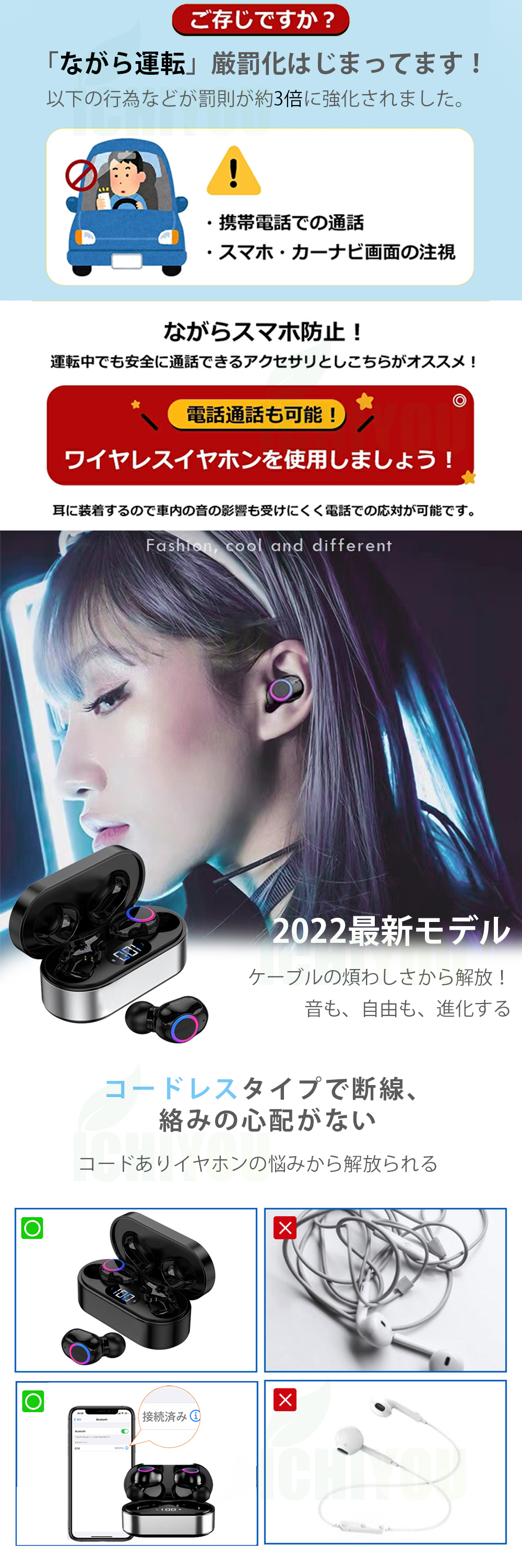 最新Bluetooth5.2技術瞬時接続ワイヤレスイヤホンbluetoothイヤホンHiFi高音質両耳左右分離型ブルートゥースイヤホンワイヤレス自動ペアリング片耳両耳左右分離型完全ワイヤレスiPhone/Android/Siri対応イヤホンブルートゥース通勤通学